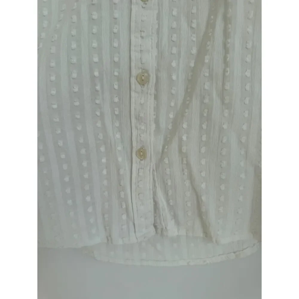 Anthropologie Meadow Rue Button Down Blouse Puff Sleeve Boho Textured